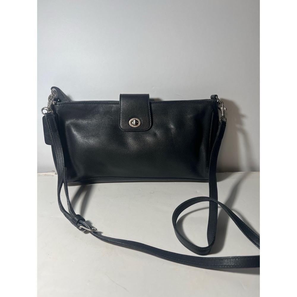 Coach vintageBlack Leather Crossbody Bag - Picture 1 of 10